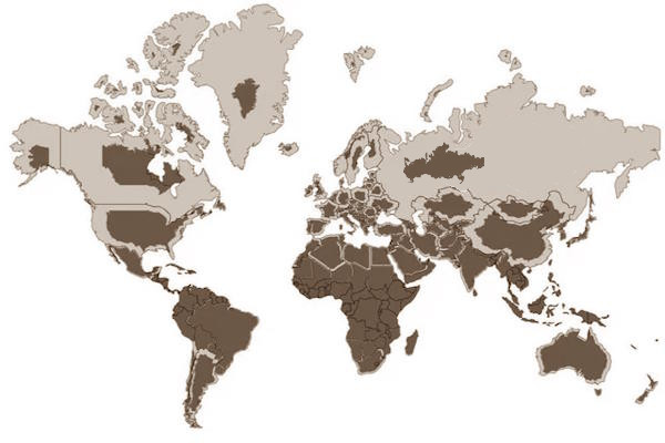 Taille de la surface habitable de Russie comparée à l'Europe