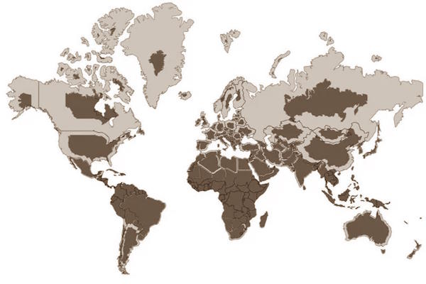 Taille réelle de la Russie en superficie totale